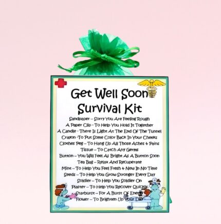 Fun Novelty Get Well Soon Gift ~ Get Well Soon Survival Kit