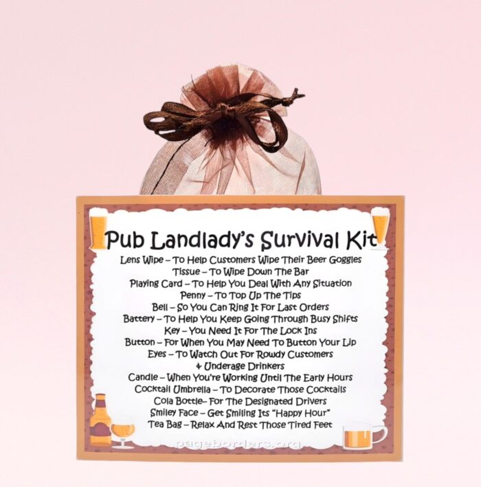Fun Novelty Gift for a Pub Landlady ~ Pub Landlady's Survival Kit