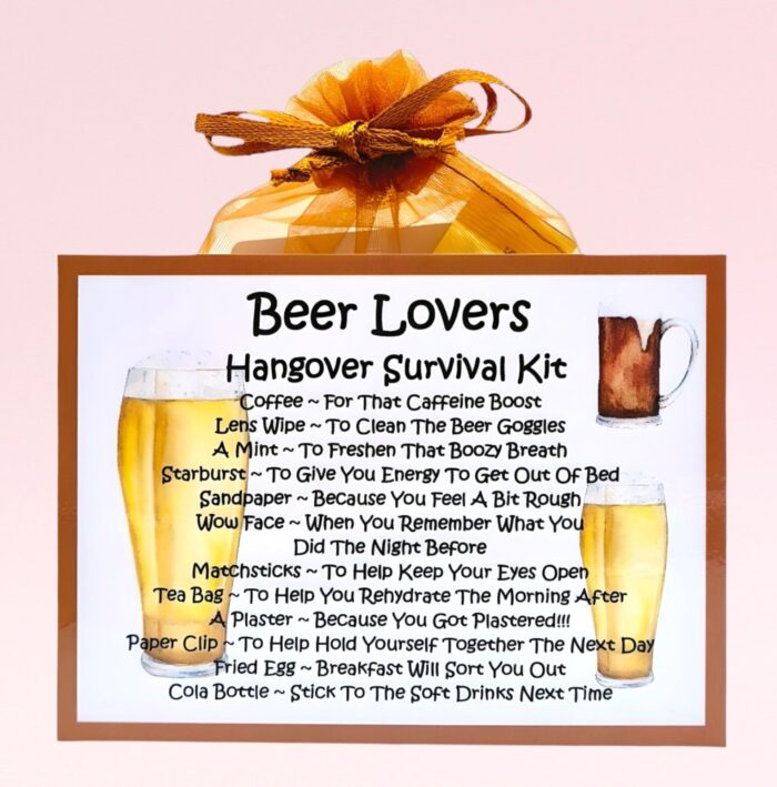 Fun Novelty Gift for a Beer Lover ~ Beer Lovers Hangover Survival Kit