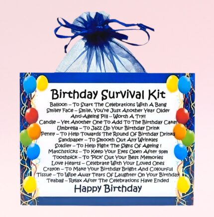 Fun Novelty Birthday Gift ~ Birthday Survival Kit (Blue)