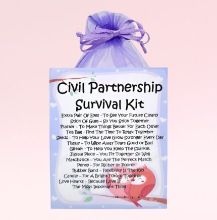 Fun Novelty Wedding Gift ~ Civil Partnership Survival Kit (Lilac)
