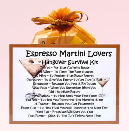 Fun Novelty Gift ~ Espresso Martini Lovers Hangover Survival Kit