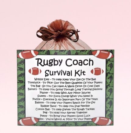 Fun Novelty Gift for a Rugby Coach ~ Rugby Coach Survival Kit