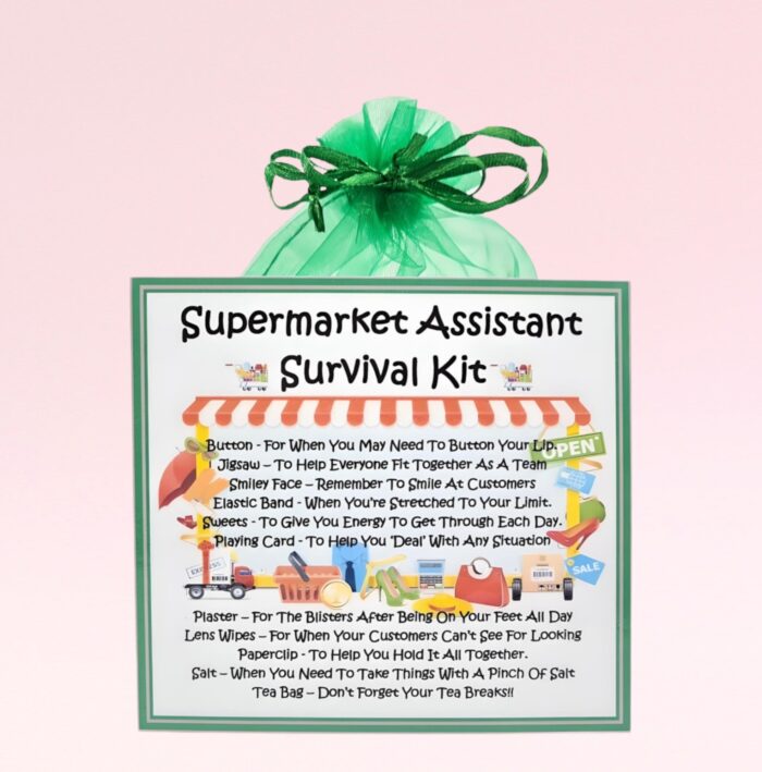 Fun Novelty Gift for a Supermarket Assistant ~ Supermarket Assistant Survival Kit