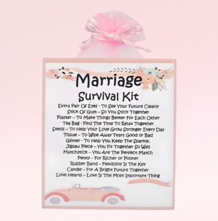Sentimental Novelty Wedding Gift ~ Marriage Survival Kit (Pink)