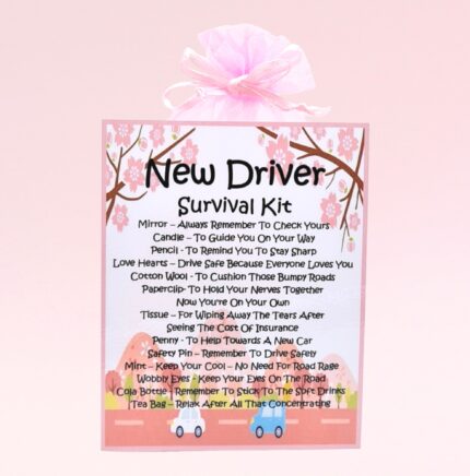 Novelty Gift for a New Driver ~ New Driver Survival Kit (Pink)