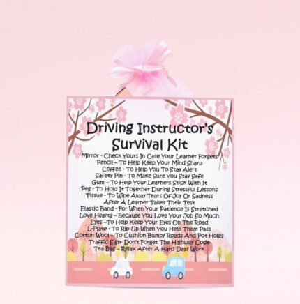 Novelty Gift for a Driving Instructor ~ Driving Instructor's Survival Kit (PINK)