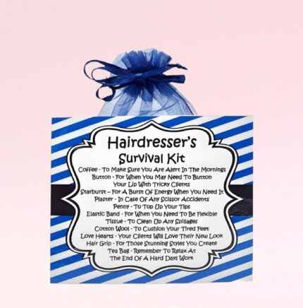 Fun Novelty Gift for a Hairdresser ~ Hairdresser's Survival Kit (Blue)