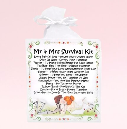 Sentimental Novelty Wedding Gift ~ Mr & Mrs Survival Kit (Cute)