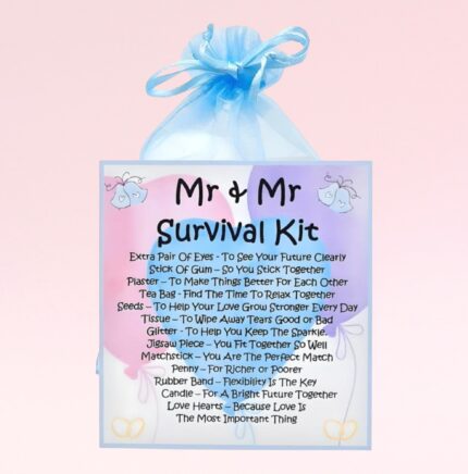 Fun Novelty Same Sex Wedding Gift ~ Mr & Mr Survival Kit (same sex male) blue