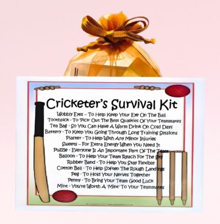 Fun Novelty Gift for a Cricketer ~ Cricketer's Survival Kit