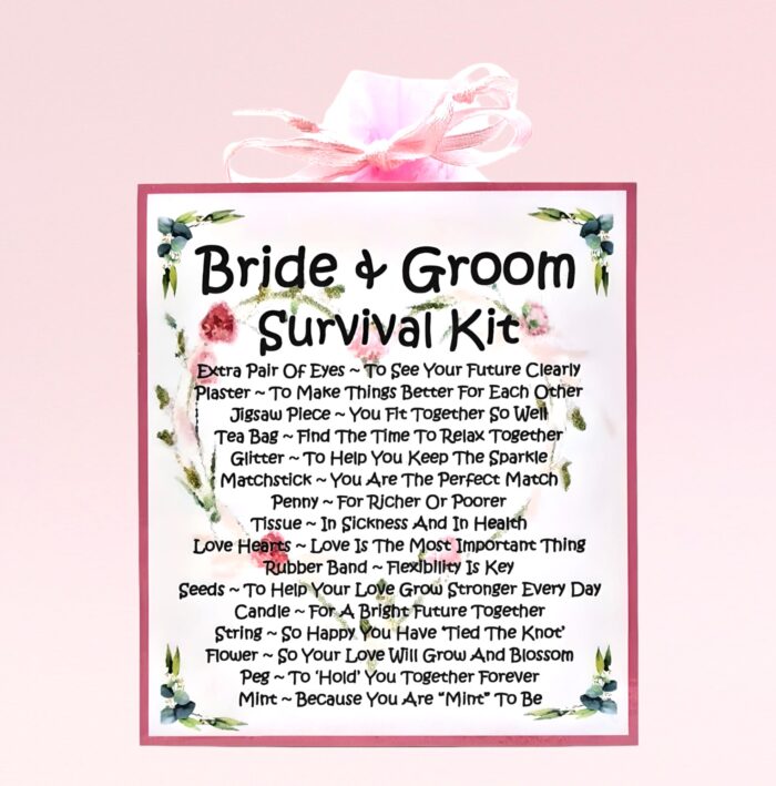 Fun Novelty Wedding Gift ~ Bride & Groom Survival Kit (Pink)
