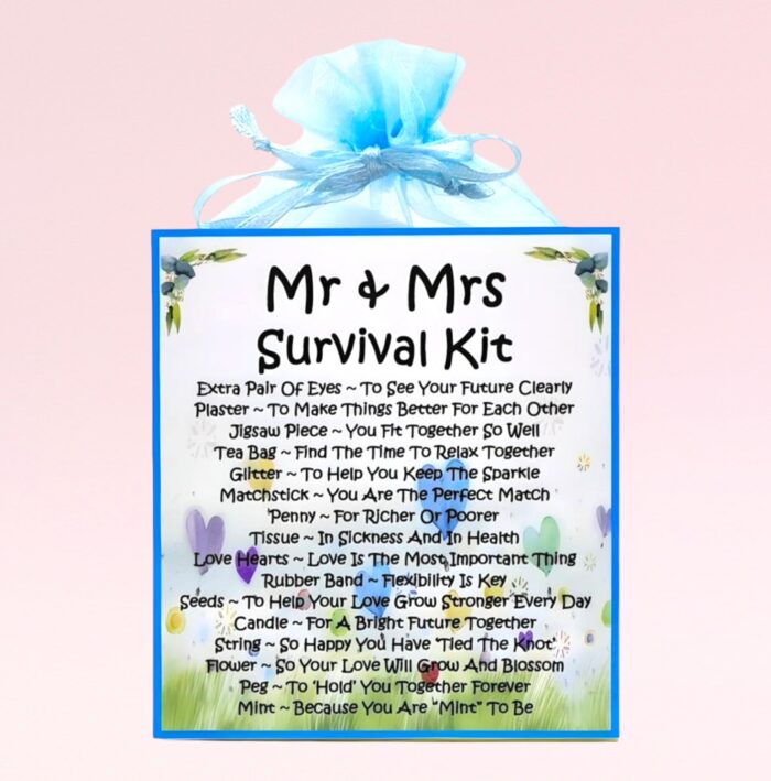 Fun Novelty Wedding Gift ~ Mr & Mrs Survival Kit (Blue)