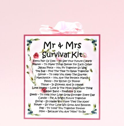 Fun Novelty Wedding Gift ~ Mr & Mrs Survival Kit (Pink)