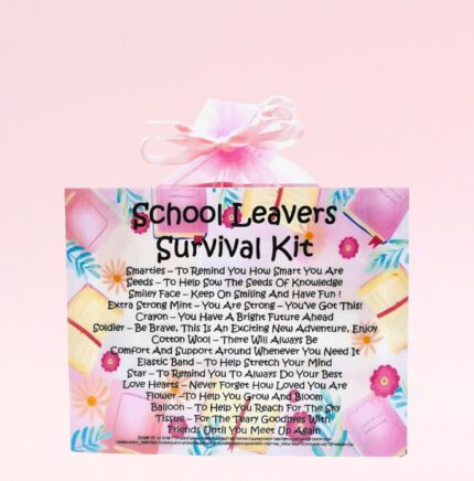 Fun Novelty Gift for a School Leaver ~ School Leaver's Survival Kit (Pink)