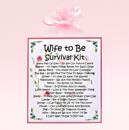 Sentimental Novelty Gift for a Wife To Be ~ Wife To Be Survival Kit