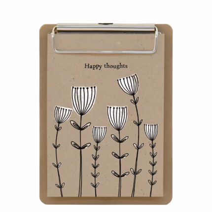 East of India Small ‘Happy Thoughts’ Clip Pad Notebook ~ Ideal Gift for Him or Her