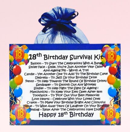 Fun Gift for an 18th Birthday ~ 18th Birthday Survival Kit (Blue)
