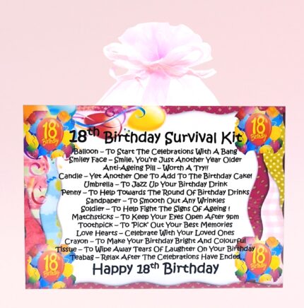 Fun Gift for an 18th Birthday ~18th Birthday Survival Kit (Pink)