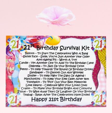 Fun Gift for a 21st Birthday ~ 21st Birthday Survival Kit (Pink)