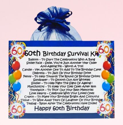 Fun Gift for a 60th Birthday ~ 60th Birthday Survival Kit (Blue)