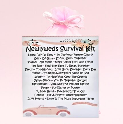 Sentimental Novelty Wedding Gift ~ Newlyweds Survival Kit (Pink)