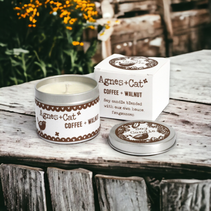 Natural Soy Wax Tin Candle from Agnes & Cat ~ Coffee & Walnut