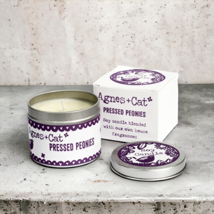 Natural Soy Wax Tin Candle from Agnes & Cat ~ Pressed Peonies