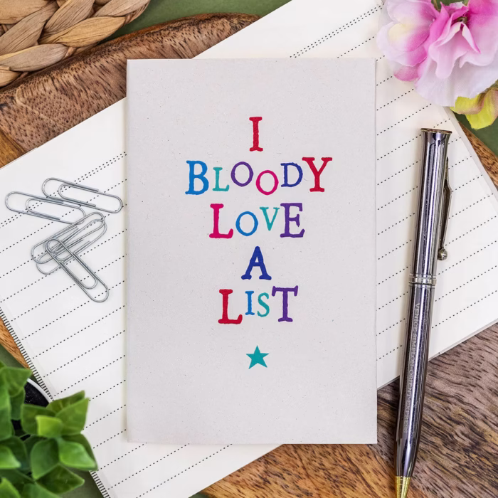 I Bloody Love a List ~ Wobbly Word Notebook From East of India - Image 3