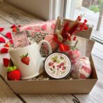 Strawberry Themed Pamper Gift Set | Spring Gift Box | Ladies Gift Hamper | Hug in a Box | Birthday Gift For Friend | Relaxation Box For Her