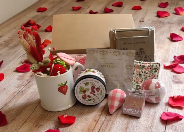Strawberry Themed Pamper Gift Set | Summer Gift Box | Ladies Gift Hamper | Hug in a Box | Birthday Gift For Friend | Relaxation Box For Her - Image 4