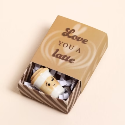 Love You A Latte - Tiny Matchbox Ceramic Token